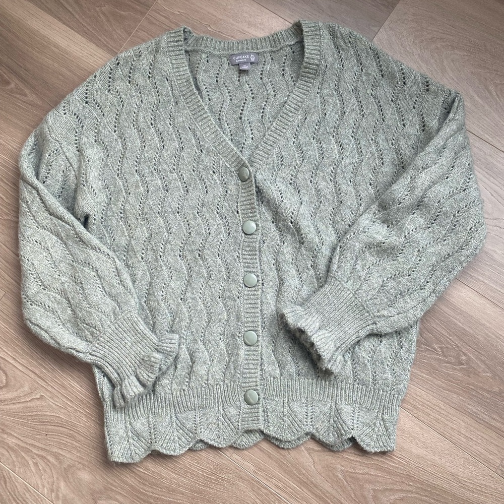 Cozy Cupcake Clothing green Knit Button-Up Cardigan